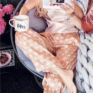 ZARA XS Women's Satin wide leg Palm Print Lounge Pants